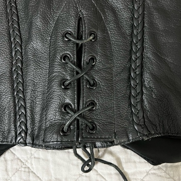 Unik Men's Vintage XL Lined Black Leather Chopper Vest EUC - Picture 7 of 8